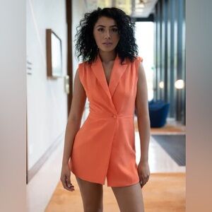 NWT Vestique Orange Blazer Romper